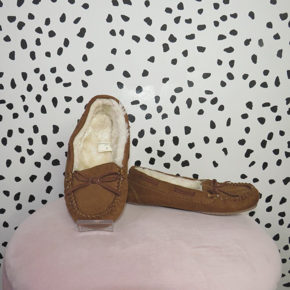 Target Brown Faux Suede Sherpa Lined Girls Moccasin Slip On Shoes